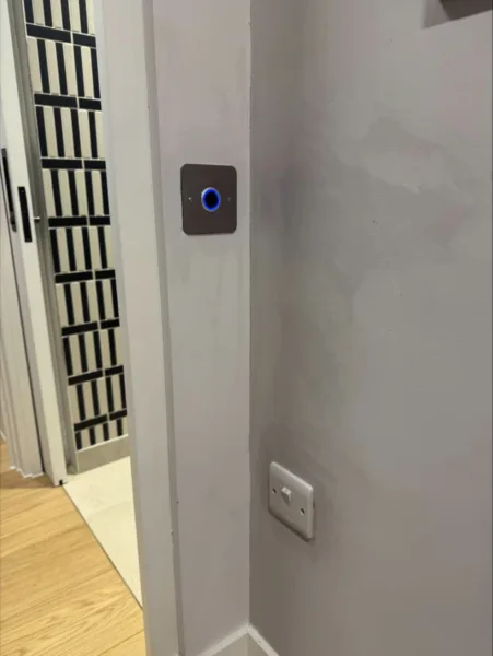 Motus Touch Latch Switch on the Enigma Pocket Doors